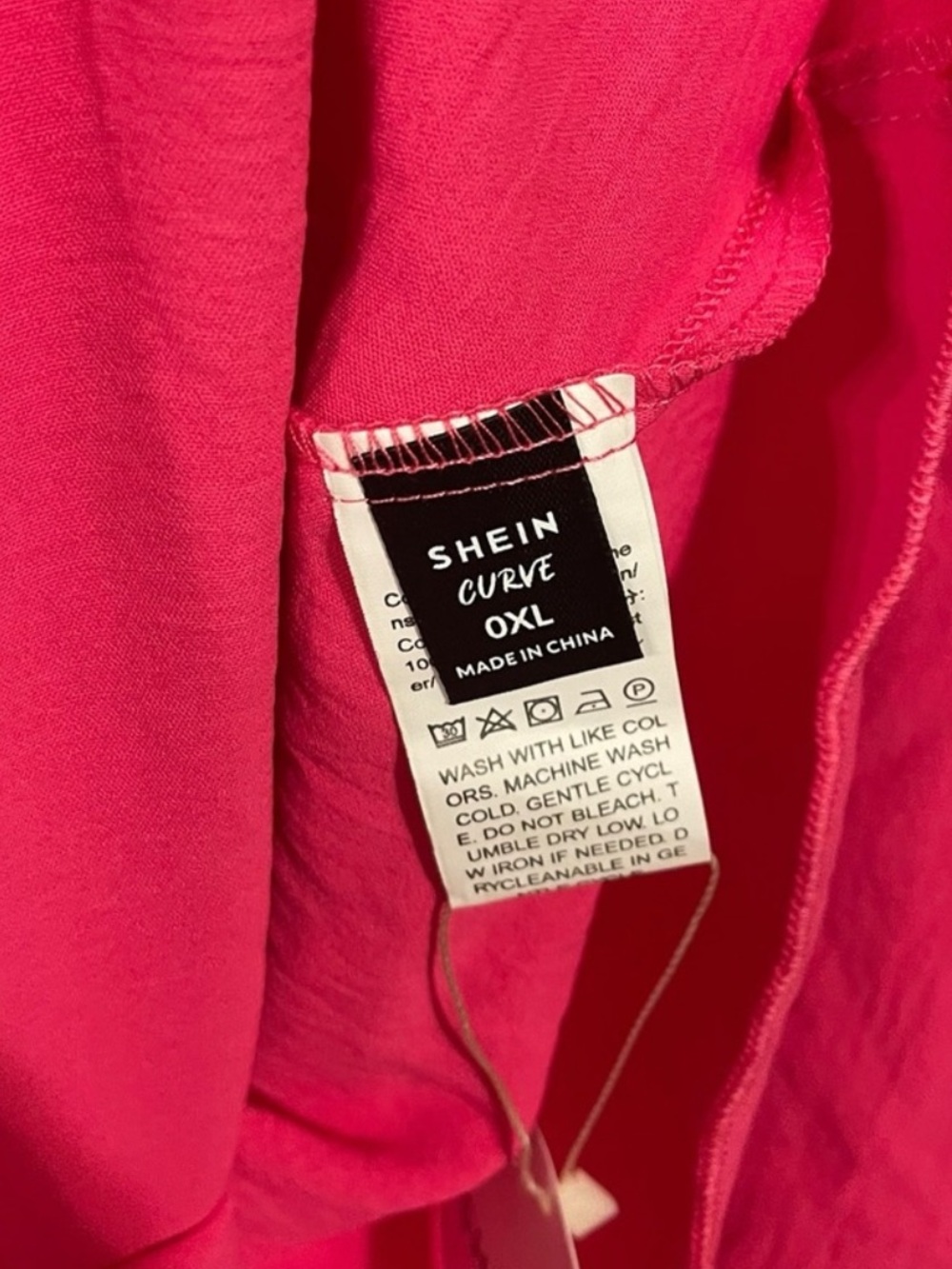 SHEIN Vacay Vibrant Pink One-Shoulder Asymmetrical Dress/Flowy Beach Cover-Up - Picture 3 of 4